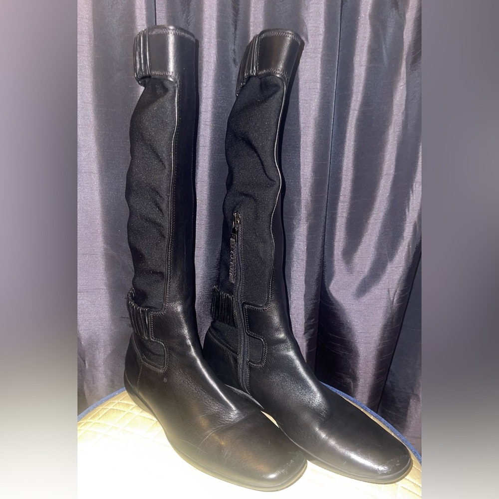 Prada Black Leather & Nylon Boot. EUC